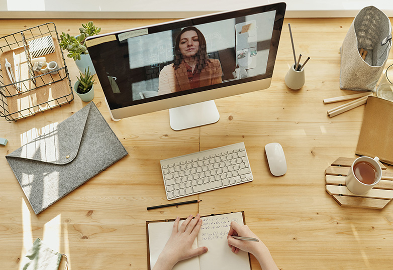 a working team staying connected remotely