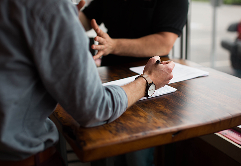 a referral happening over a coffee
