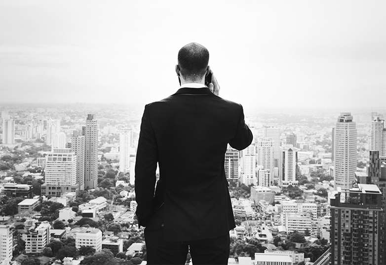 manager at the top of a building