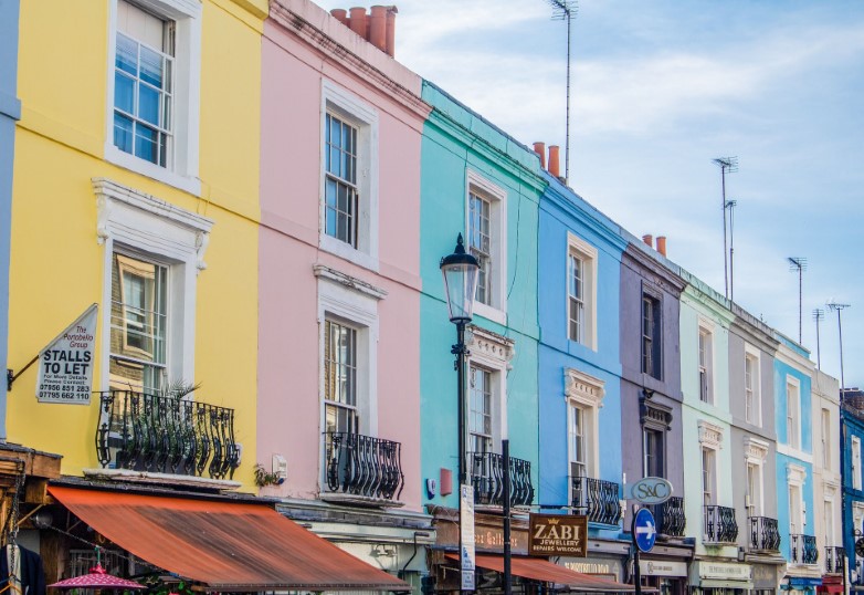 multicoloured town houses
